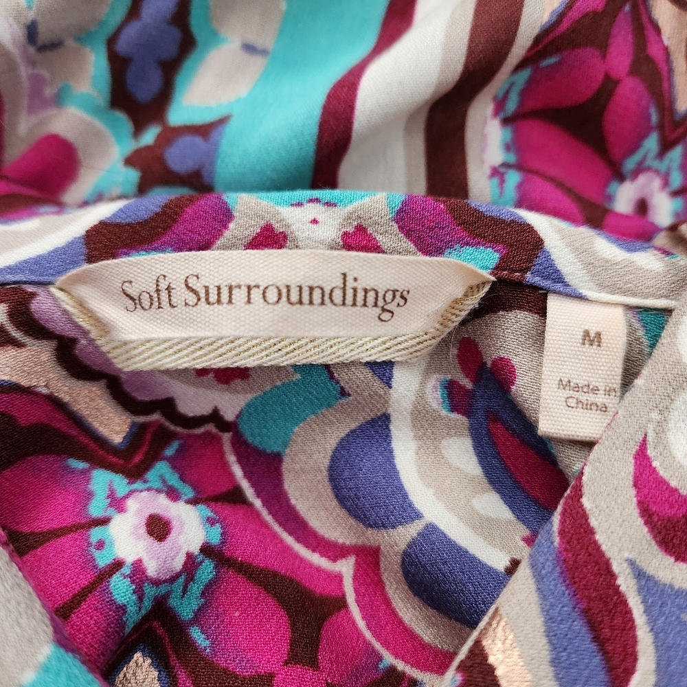 Soft Surroundings Maxi Dress Women's M Palermo Soho Long Sleeve Multi-Color Boho - Picture 6 of 10